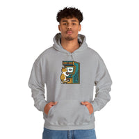 Arcade Gaming Pixel Cat Hoodie - Classic Fit Cotton Blend Pullover - Unisex White