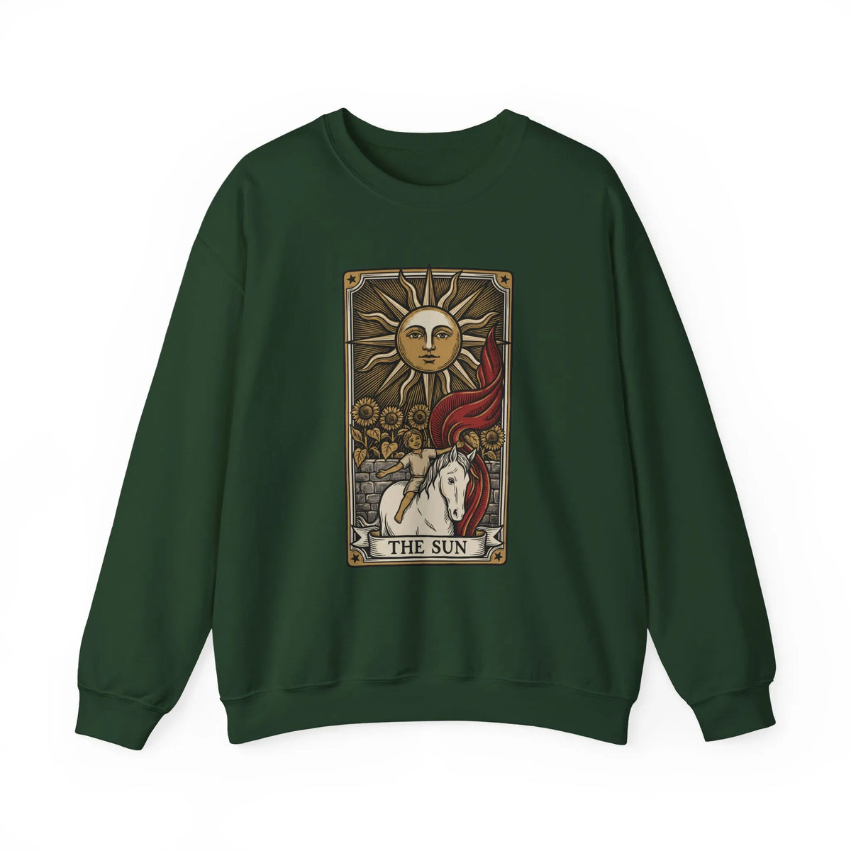 The Sun Tarot Card Sweatshirt - Heavy Blend Fleece Crewneck - Unisex White