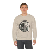 Ehwaz Divine Twins Horse Sweatshirt - Heavy Blend Cotton Blend Crewneck - Unisex White