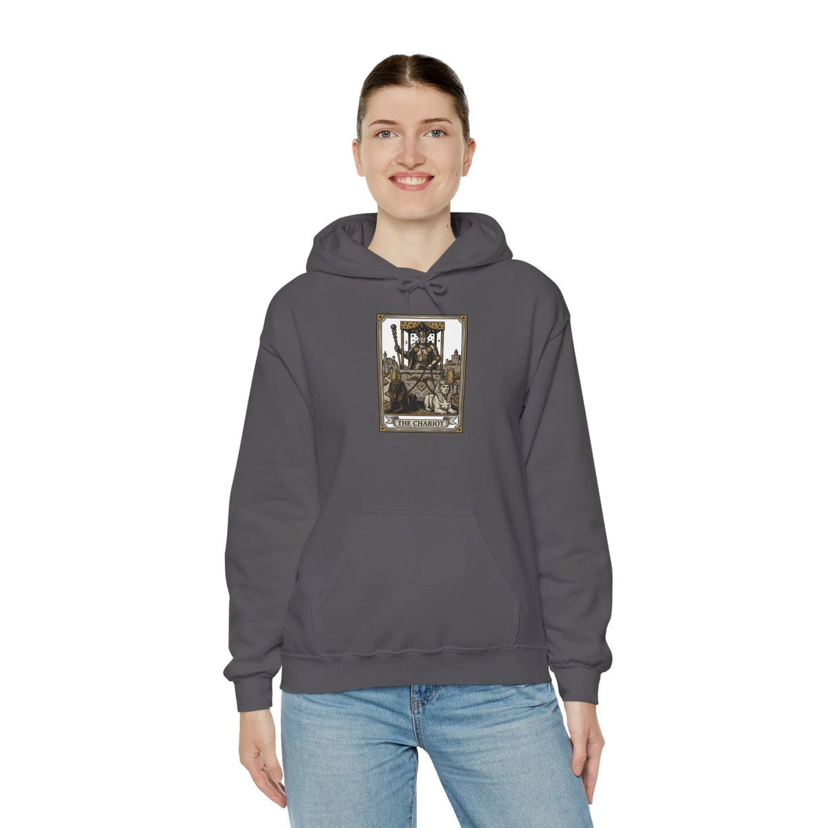 The Chariot Tarot Card Hoodie - Heavy Blend Fleece Pullover - Unisex Off White