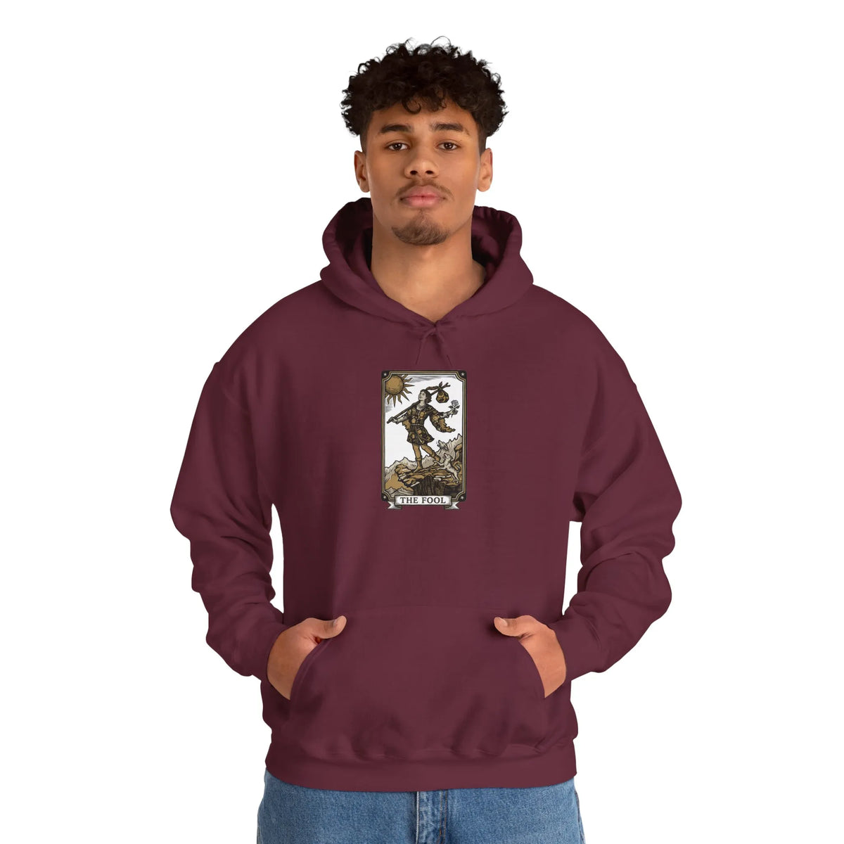 The Fool Tarot Card Hoodie - Heavy Blend Cotton Blend Pullover - Unisex White