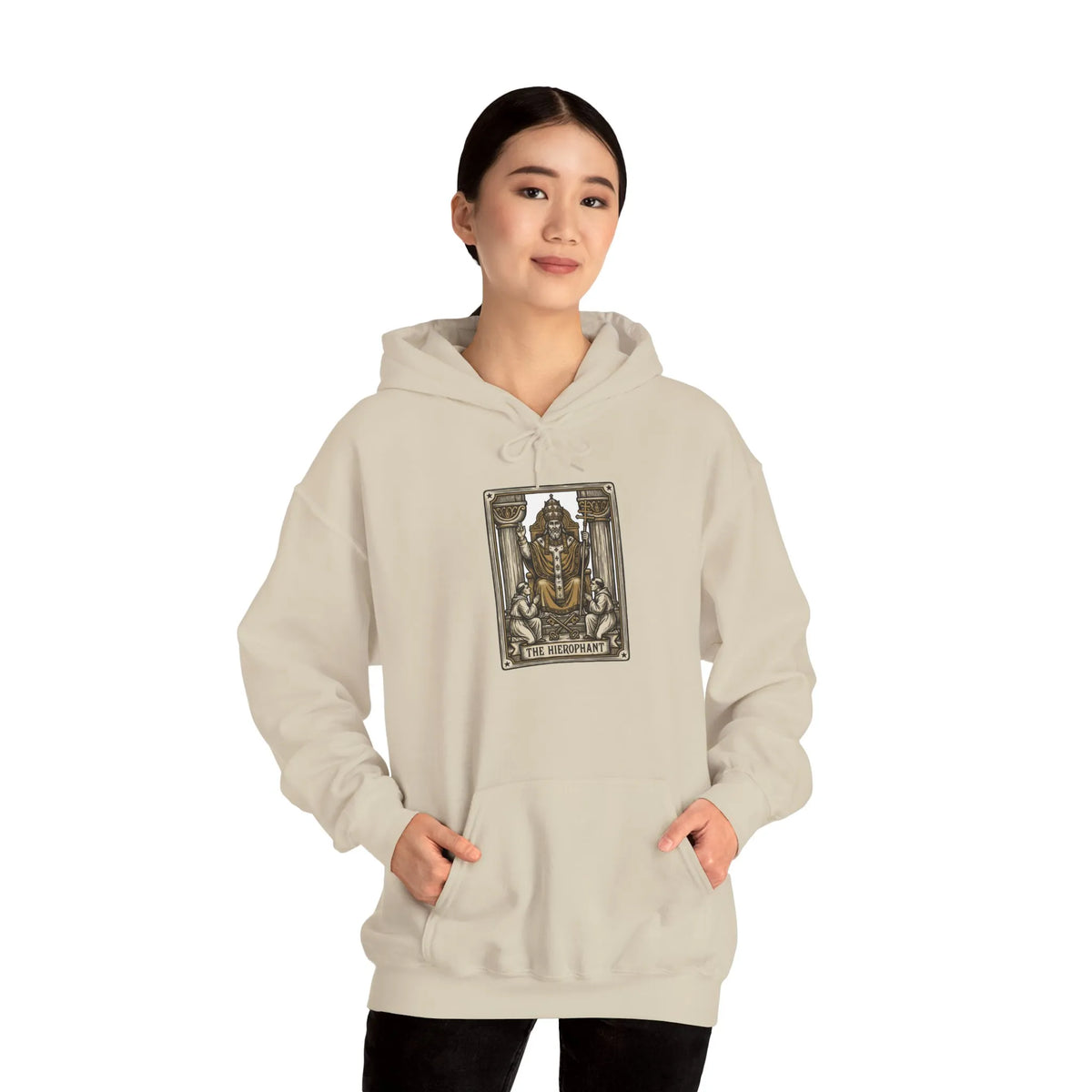 The Hierophant Tarot Card Hoodie - Heavyweight Fleece Pullover - Unisex White