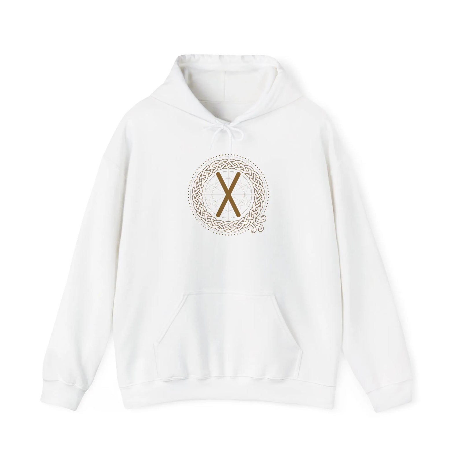Gebo Rune Norse Graphic Hoodie - Heavy Blend Fleece Pullover - Unisex White