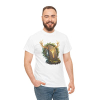Elhaz Rune Elk Protection T-Shirt - Heavy Cotton Classic Fit Tee - Unisex White