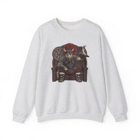 Viking Berserker Cats Graphic Sweatshirt - Heavy Blend Classic Fit Crewneck - Unisex White