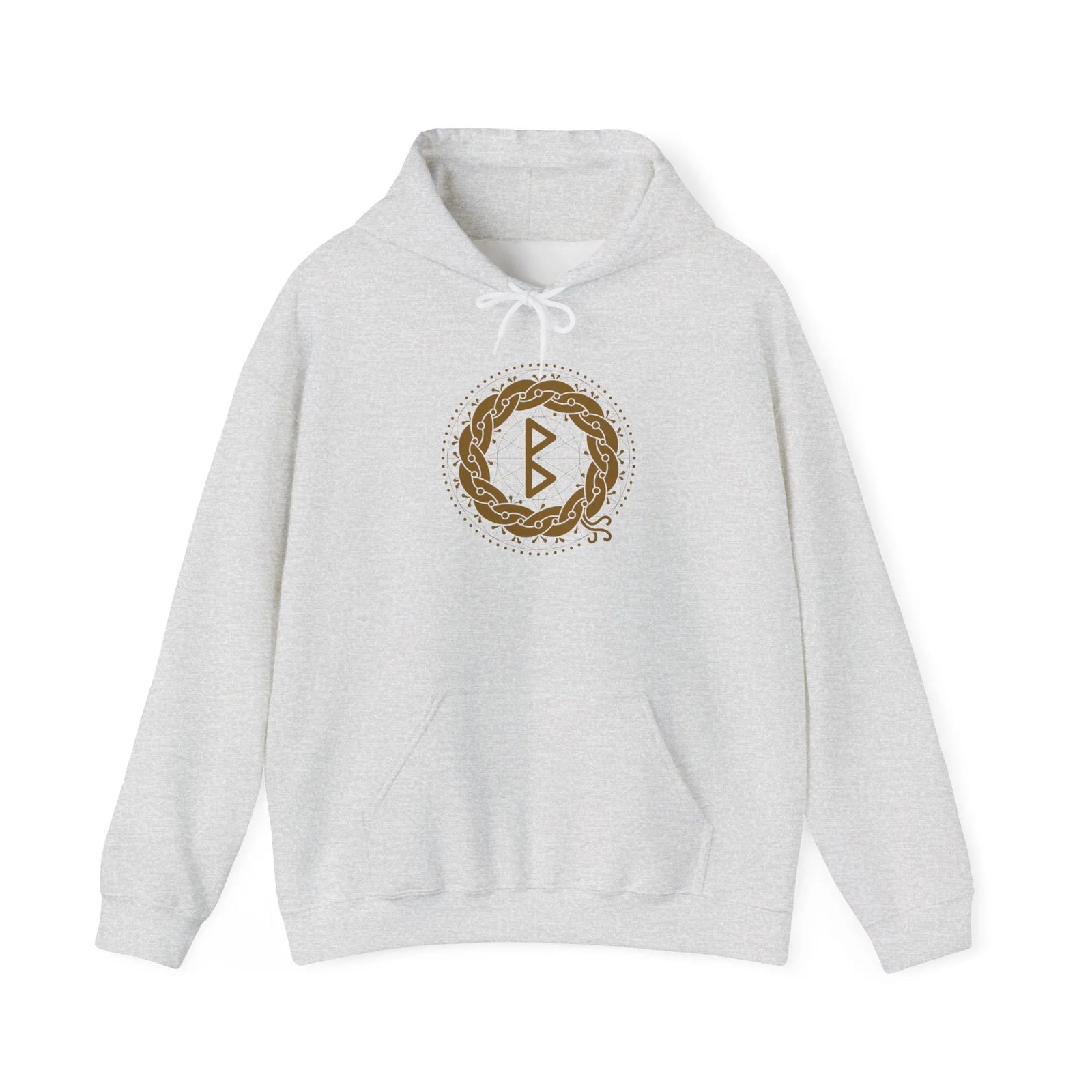 Berkana Earth Mother Rune Hoodie - Heavy Blend Fleece Pullover - Unisex White