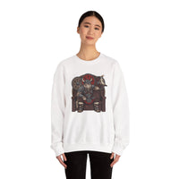 Viking Berserker Cats Graphic Sweatshirt - Heavy Blend Classic Fit Crewneck - Unisex White