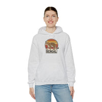 Retro 70s Sunset Bengal Cat Hoodie - Cozy Fleece Blend Pullover - Unisex Ash