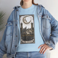 Moonlight Wolves Tarot Graphic T-Shirt - Heavy Cotton Classic Fit Crewneck - Unisex White