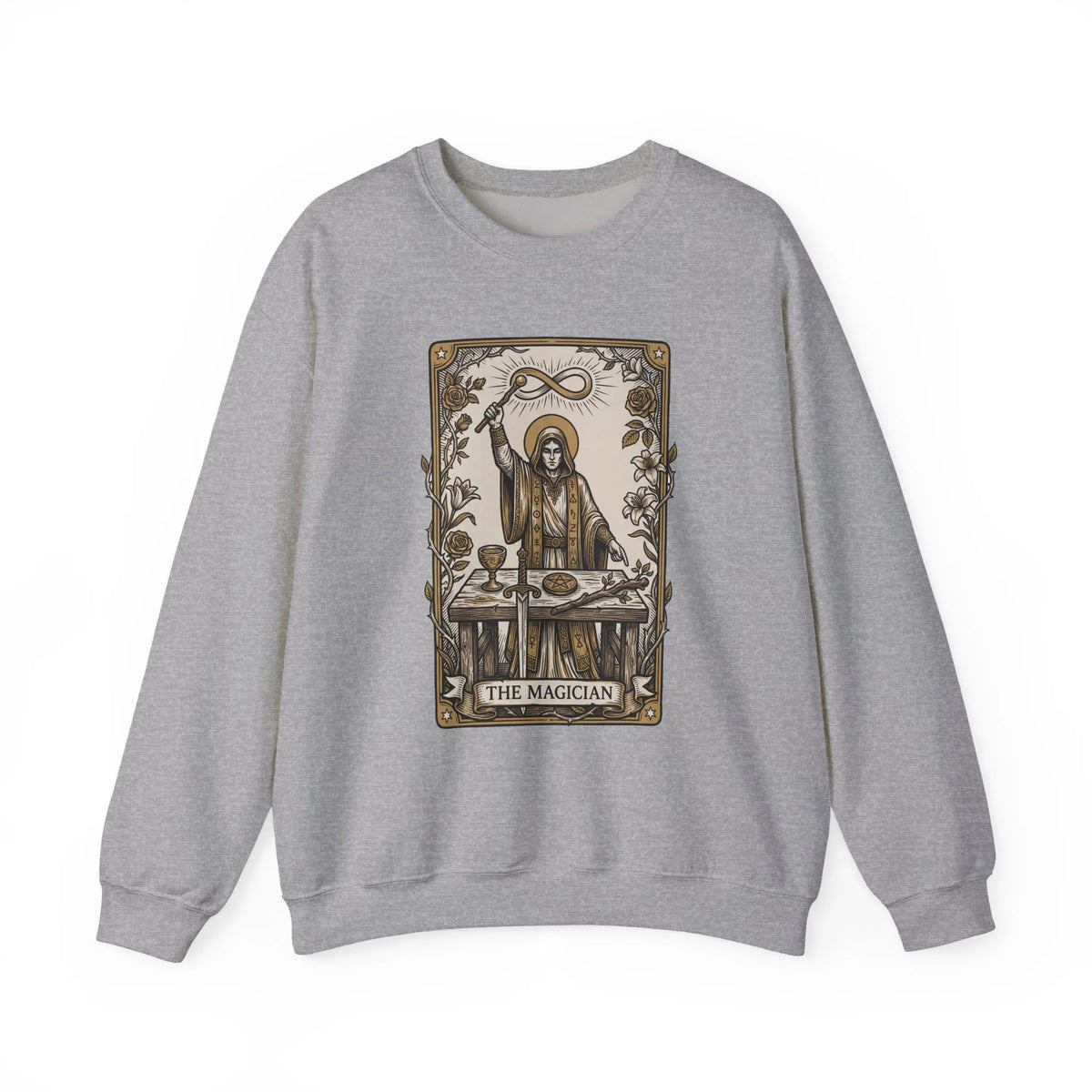 The Magician Tarot Card Sweatshirt - Heavy Blend Fleece Crewneck Pullover - Unisex Warm White