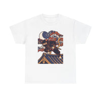 Ukiyo-e Samurai Cat Ninja T-Shirt - 100% Cotton Classic Fit Tee - Unisex White