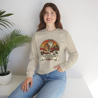 Norwegian Forest Cat Retro Sunset Sweatshirt - Heavy Blend Fleece Crewneck - Unisex White