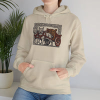 Freyja's Sacred Cats Chariot Graphic Hoodie - Cozy Fleece Pullover Hoodie - Unisex Off White