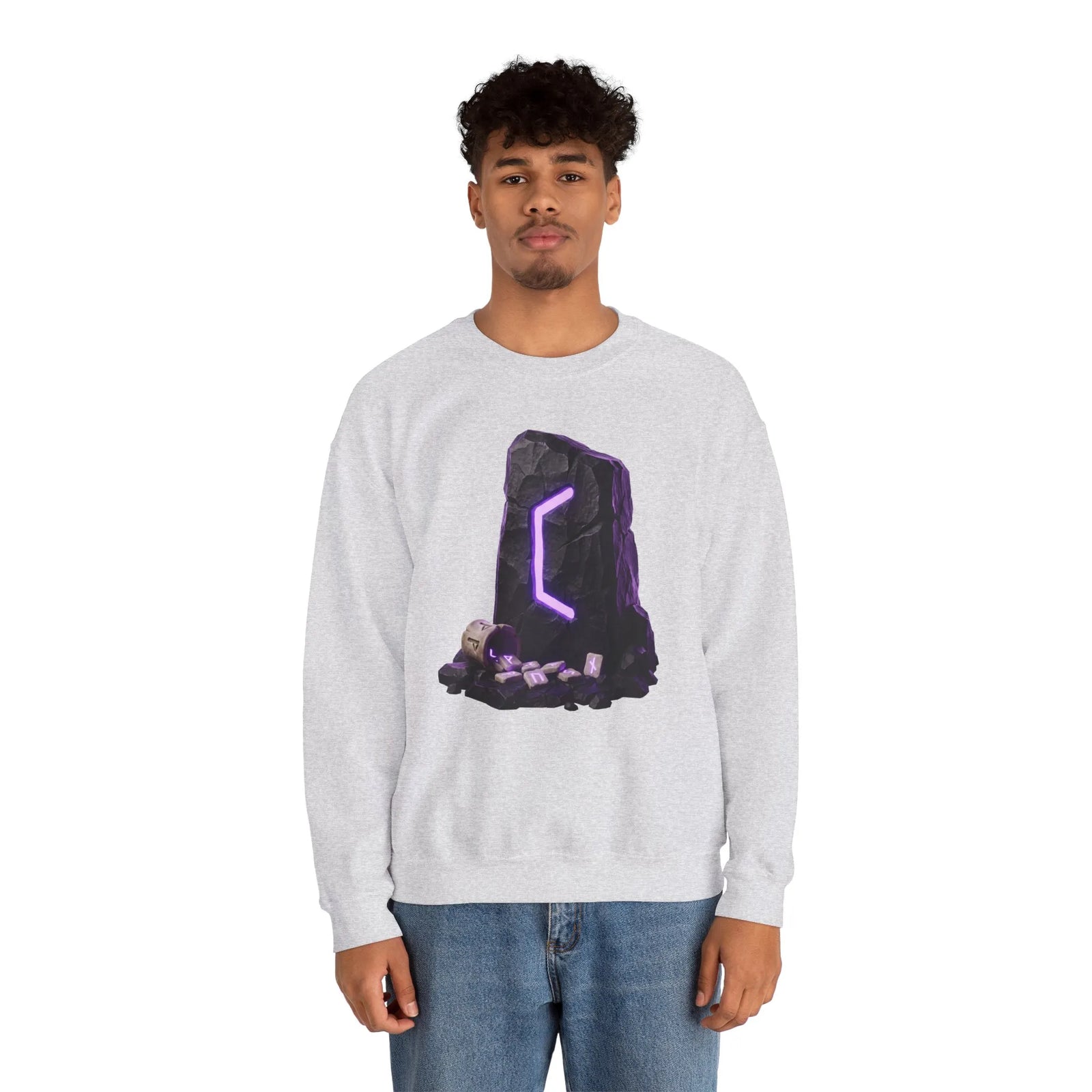 Perthro Rune Mystery Sweatshirt - Durable Cotton Poly Blend Crewneck - Unisex White