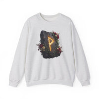 Wunjo Rune Blossom Sweatshirt - Heavy Blend Crewneck Fleece - Unisex Ash