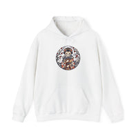 Ukiyo-e Samurai Cat Fan Dancer Hoodie - Heavy Blend Fleece Pullover - Unisex White