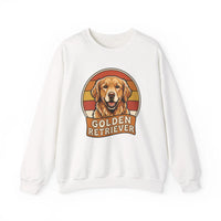 Golden Retriever Retro 70s Sunset Sweatshirt - Heavy Blend Fleece Crewneck - Unisex Ash