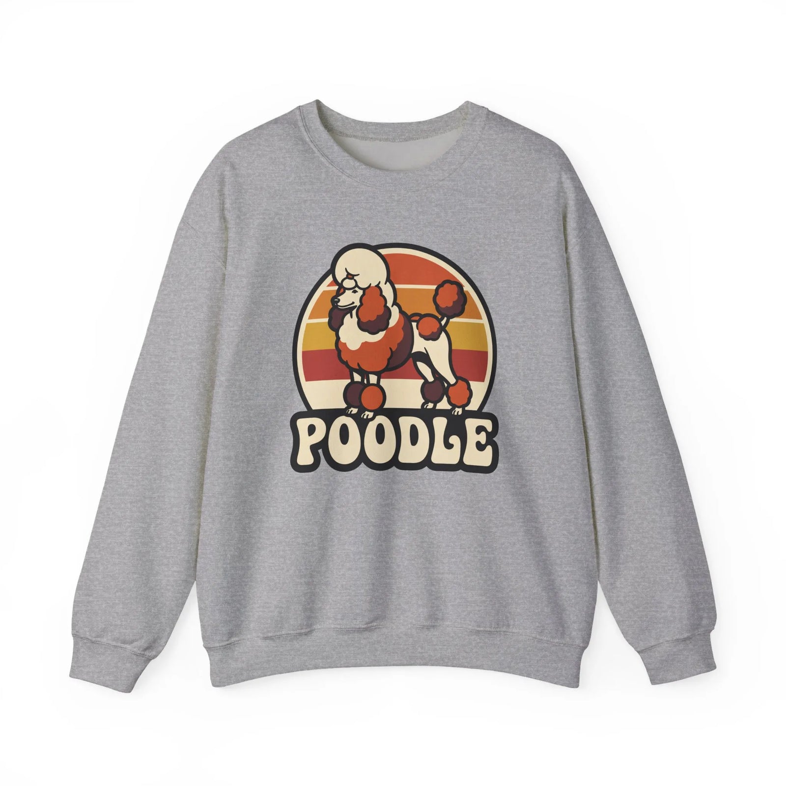 Poodle Retro 70s Sunset Sweatshirt - Heavy Blend Fleece Crewneck - Unisex White