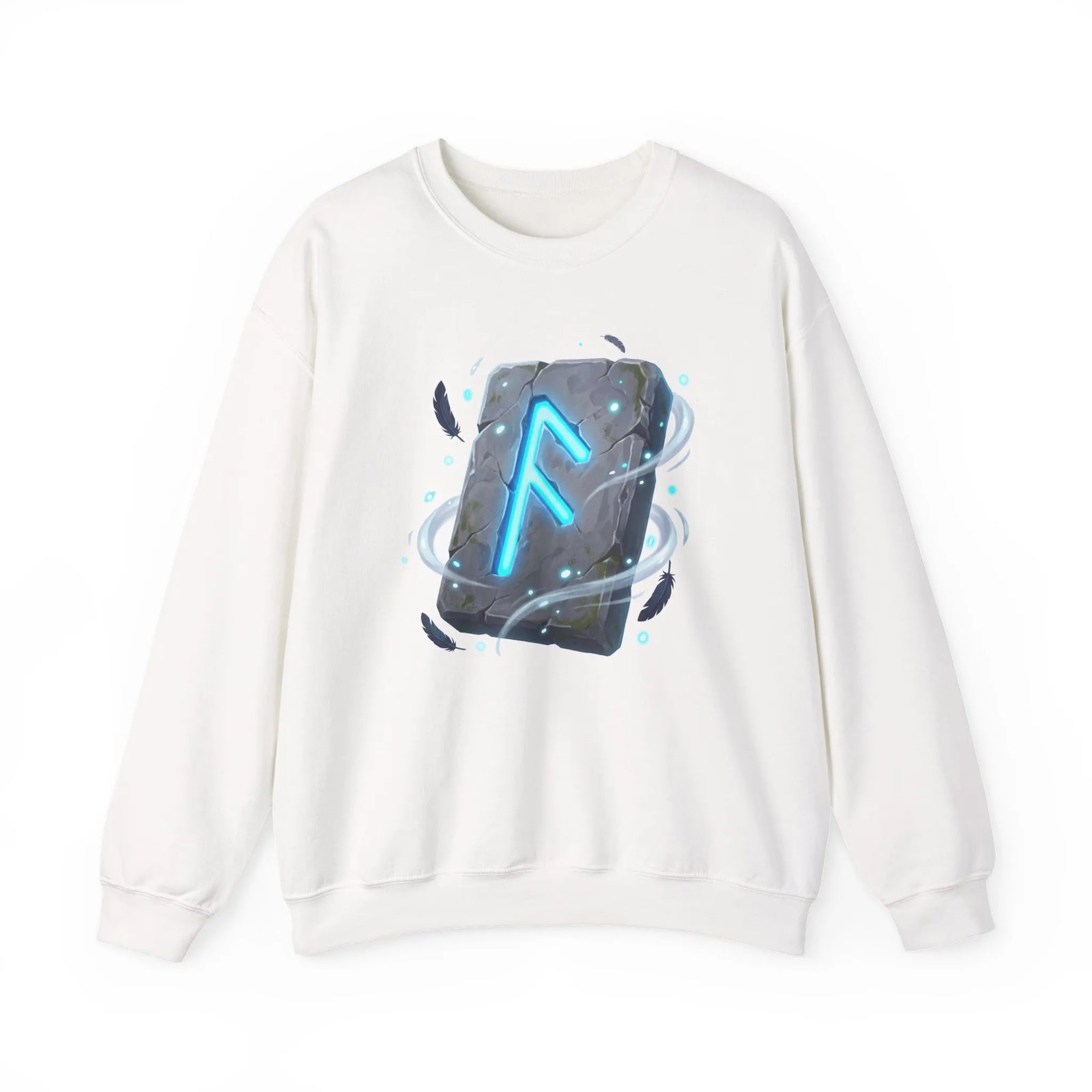 Ansuz Rune Divine Speech Graphic Sweatshirt - Heavy Blend Fleece Crewneck - Unisex White