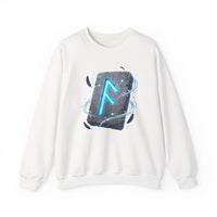 Ansuz Rune Divine Speech Graphic Sweatshirt - Heavy Blend Fleece Crewneck - Unisex White
