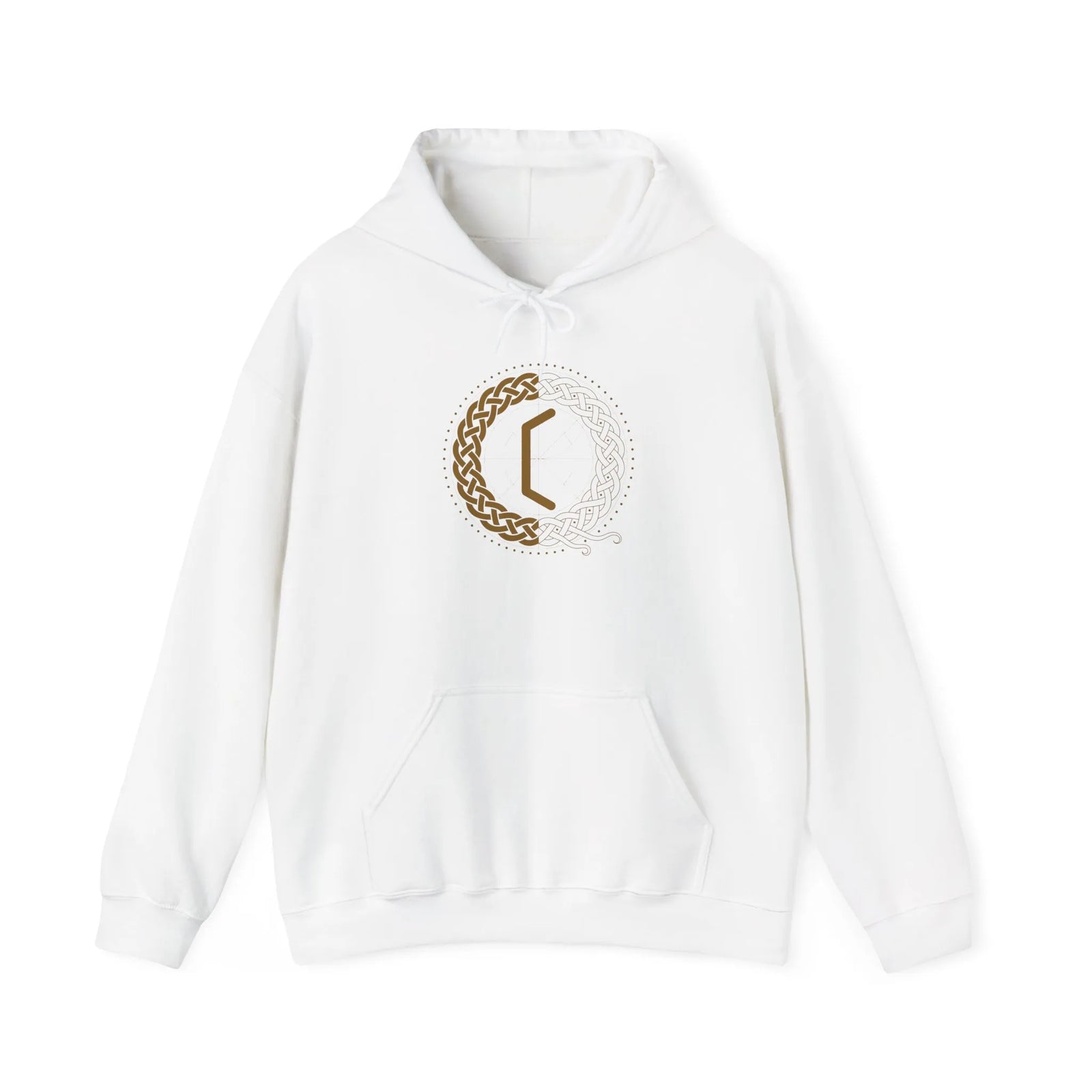 Perthro Runic Symbol Hoodie - Heavyweight Fleece Pullover - Unisex White