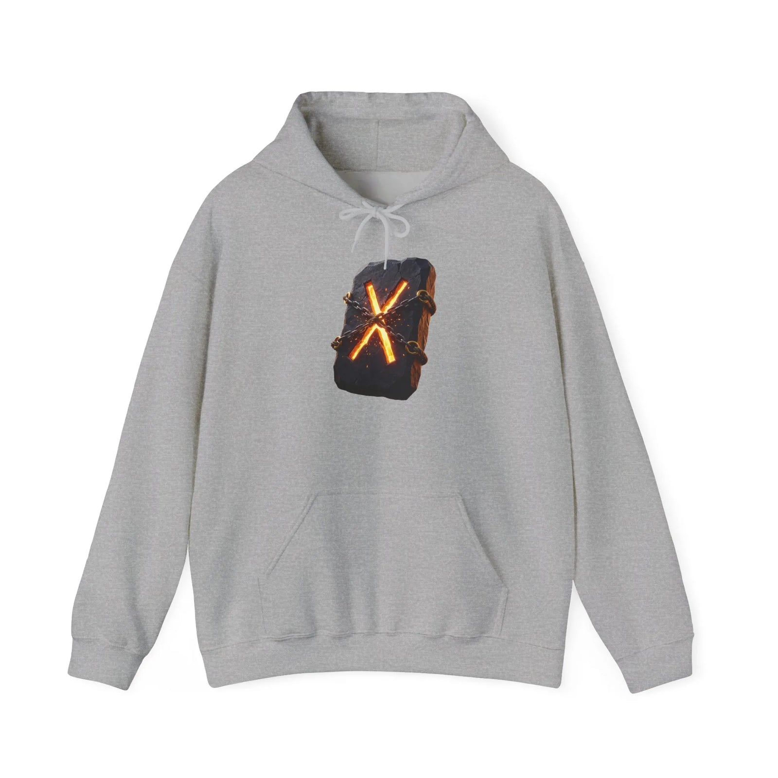 Gebo Rune Symbol Hoodie - Cozy Cotton Blend Fleece Pullover - Unisex White
