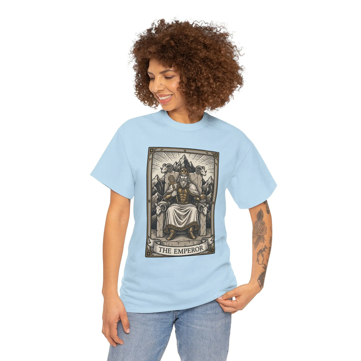 The Emperor Tarot Card T-Shirt - Heavy Cotton Classic Fit - Unisex White