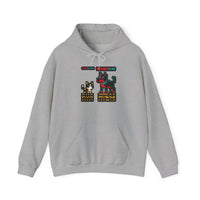 Boss Fight 8-Bit Pixel Gaming Cats Hoodie - Heavy Blend Fleece Pullover - Unisex White