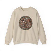 Norse Knotwork Hound Odin's Wolves Sweatshirt - Soft Durable Cotton Blend Crewneck - Unisex White