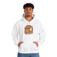 Orange Tabby Retro 70s Sunset Hoodie - Cozy Cotton Blend Pullover - Unisex White
