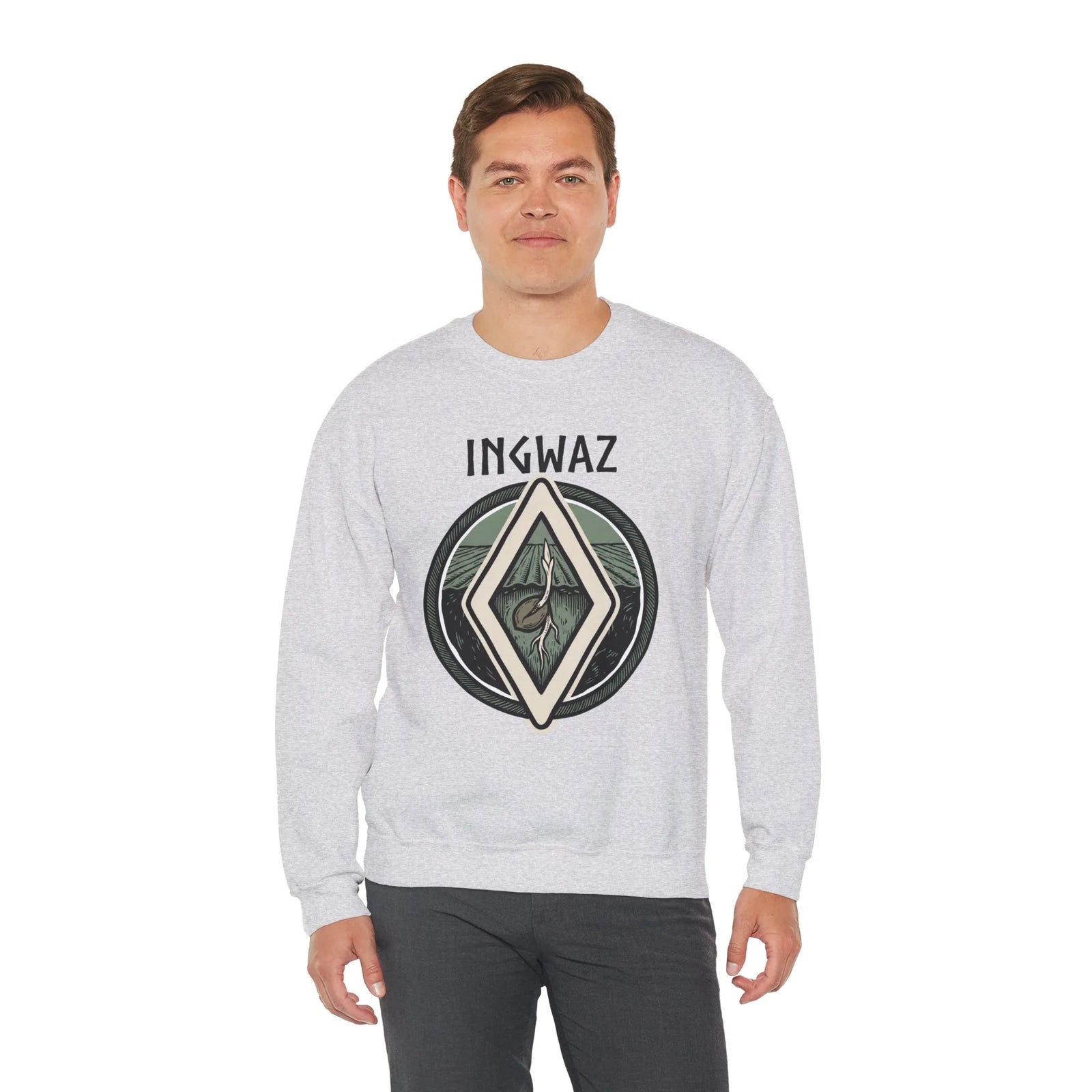 Ingwaz Rune Seed Potential Sweatshirt - Classic Fit Heavy Blend Crewneck - Unisex Ash