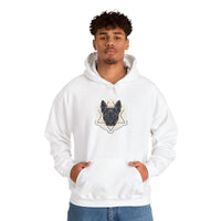 Third Eye Sacred Geometry Spirit Dogs Hoodie - Heavy Blend Fleece Pullover - Unisex White