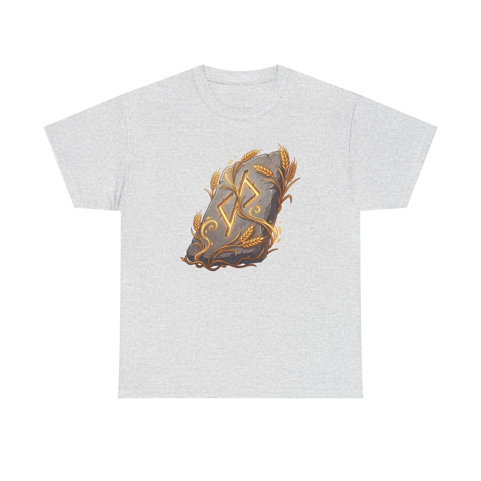 Jera Rune Harvest Stone T-Shirt - Heavy Cotton Classic Fit Tee - Unisex White
