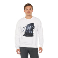 Mannaz Rune Stone Graphic Sweatshirt - Heavy Blend Crewneck Pullover - Unisex Off White