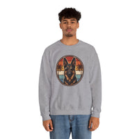 German Shepherd 70s Sunset Aviators Sweatshirt - Heavy Blend Cotton-Poly Crewneck - Unisex White