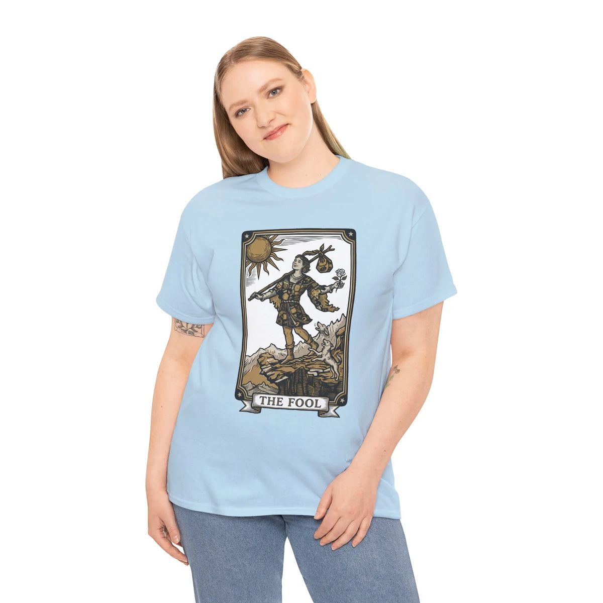 The Fool Tarot Card Graphic T-Shirt - Heavy Cotton Classic Fit Tee - Unisex White