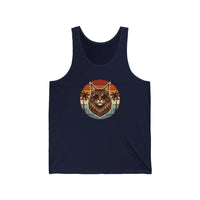 Maine Coon Cat 70s Sunset Aviators Tank Top - Lightweight Retail Fit Cotton Jersey - Unisex Athletic Heather