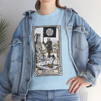 Death Tarot Card Knight Graphic T-Shirt - Heavyweight 100% Cotton Classic Fit Tee - Unisex White