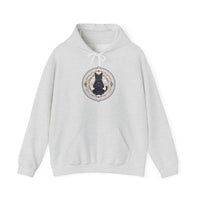Meditating Cat Sacred Geometry Hoodie - Heavy Blend Fleece Pullover - Unisex White