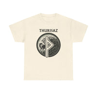 Thurisaz Rune Wolf Thorn T-Shirt - Medium Weight 100% Cotton Tee - Unisex White
