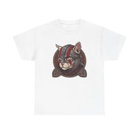 Viking Berserker Cat Graphic T-Shirt - Heavyweight Cotton Classic Fit Tee - Unisex White