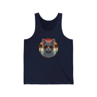 Russian Blue Cool Cat Aviators Tank Top - Lightweight Jersey Retail Fit - Unisex White