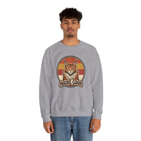Maine Coon Retro 70s Sunset Sweatshirt - Soft 50/50 Cotton Blend Crewneck - Unisex White
