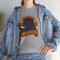 Labrador Retro 70s Sunset T-Shirt - Heavy Cotton Classic Fit Tee - Unisex White