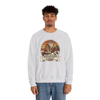 Norwegian Forest Cat Retro Sunset Sweatshirt - Heavy Blend Fleece Crewneck - Unisex White
