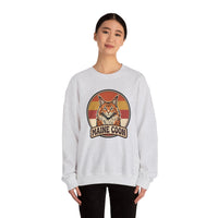 Maine Coon Retro 70s Sunset Sweatshirt - Soft 50/50 Cotton Blend Crewneck - Unisex White