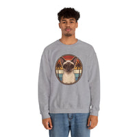 Siamese Cat 70s Sunset Aviator Sweatshirt - Heavy Blend Cotton Blend Crewneck - Unisex White