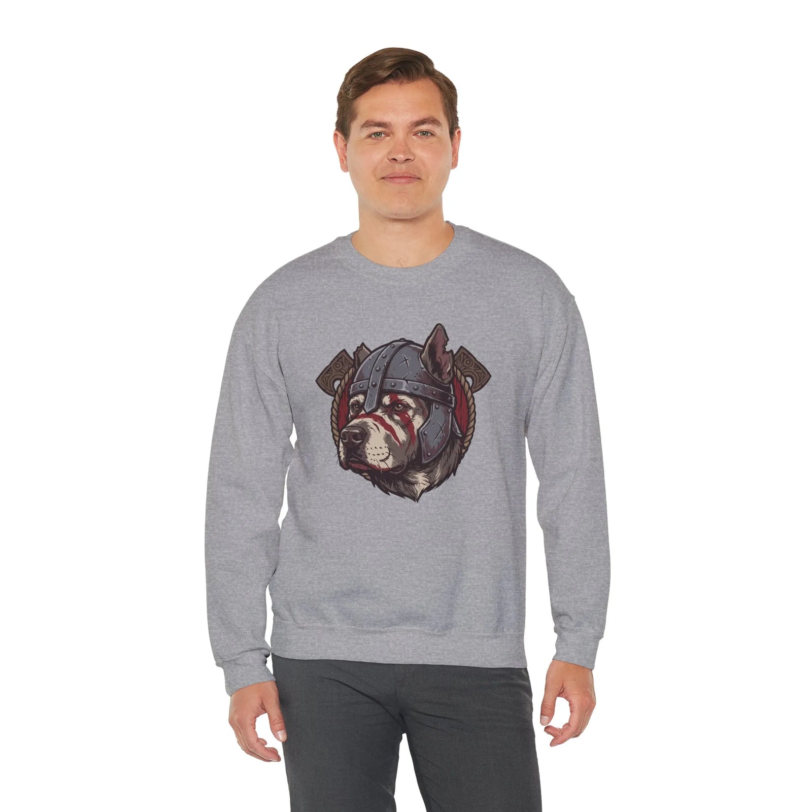 Warpaint Viking Berserker Dog Sweatshirt - Durable Cotton Blend Fleece Crew - Unisex White