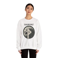 Norse Thurisaz Rune Wolf Sweatshirt - Heavy Blend Fleece Crewneck - Unisex Off White
