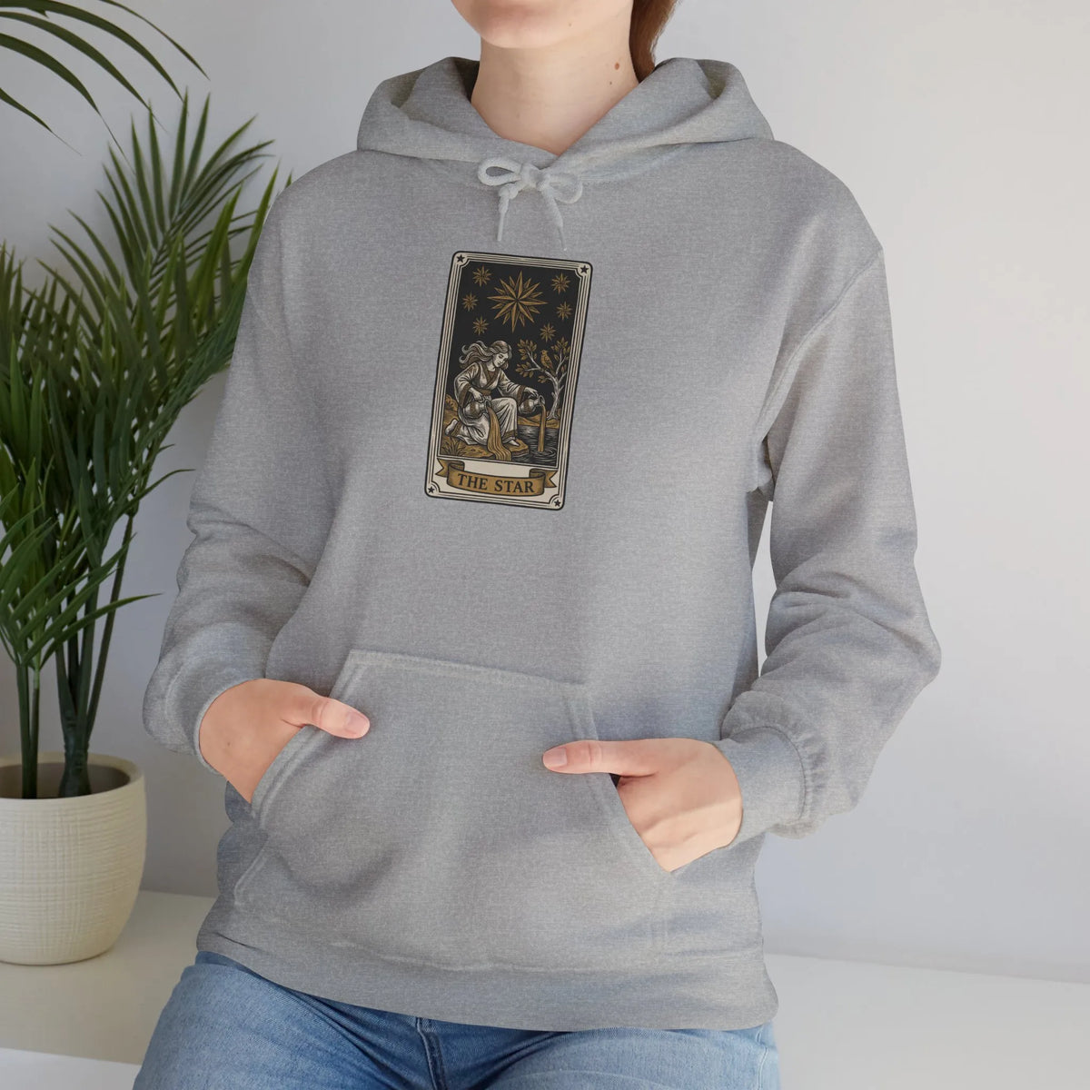 The Star Tarot Card Hoodie - Cozy Heavy Blend Fleece Pullover - Unisex White